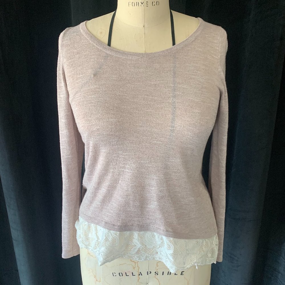 Rosey Top with Open Lace Zipper Back Blouse